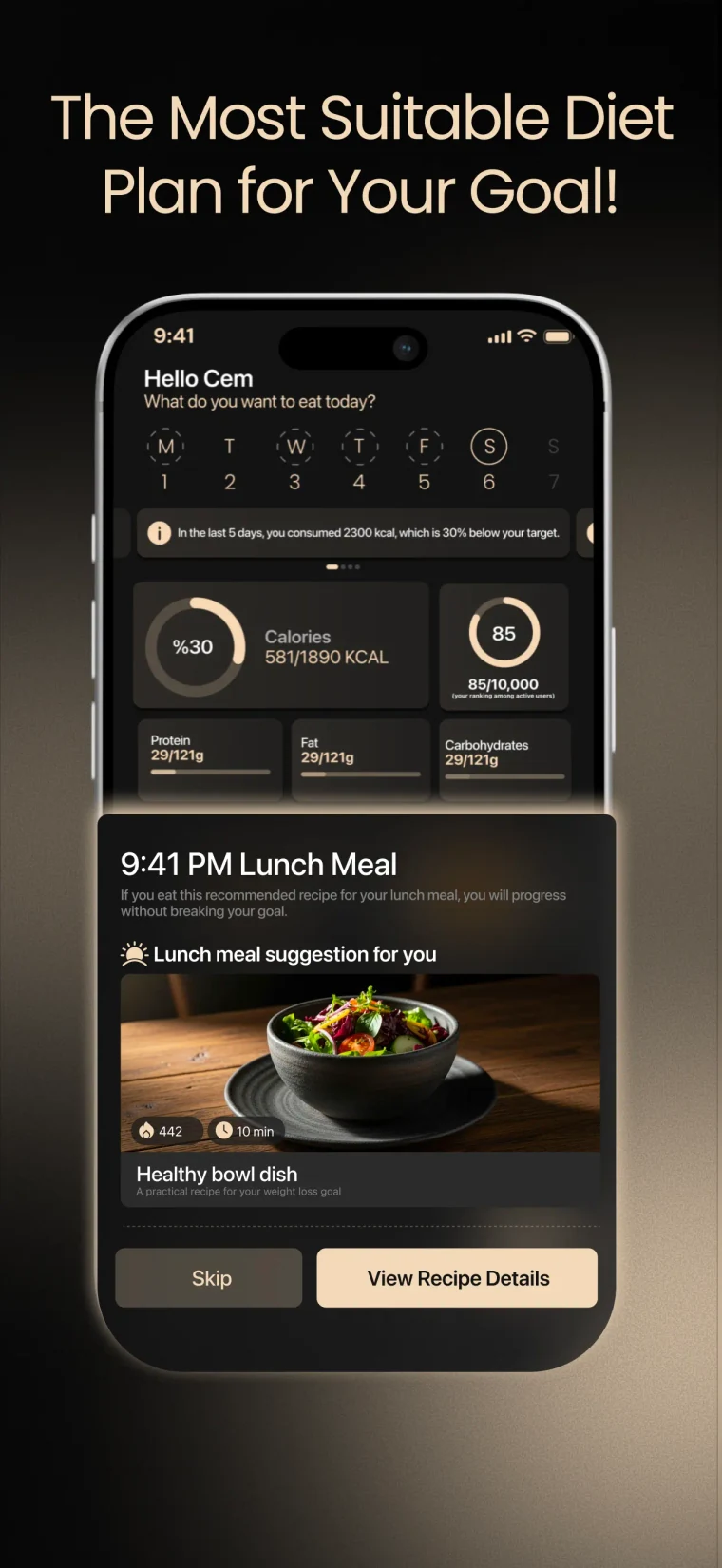 Personal nutrition plan App Store screenshot